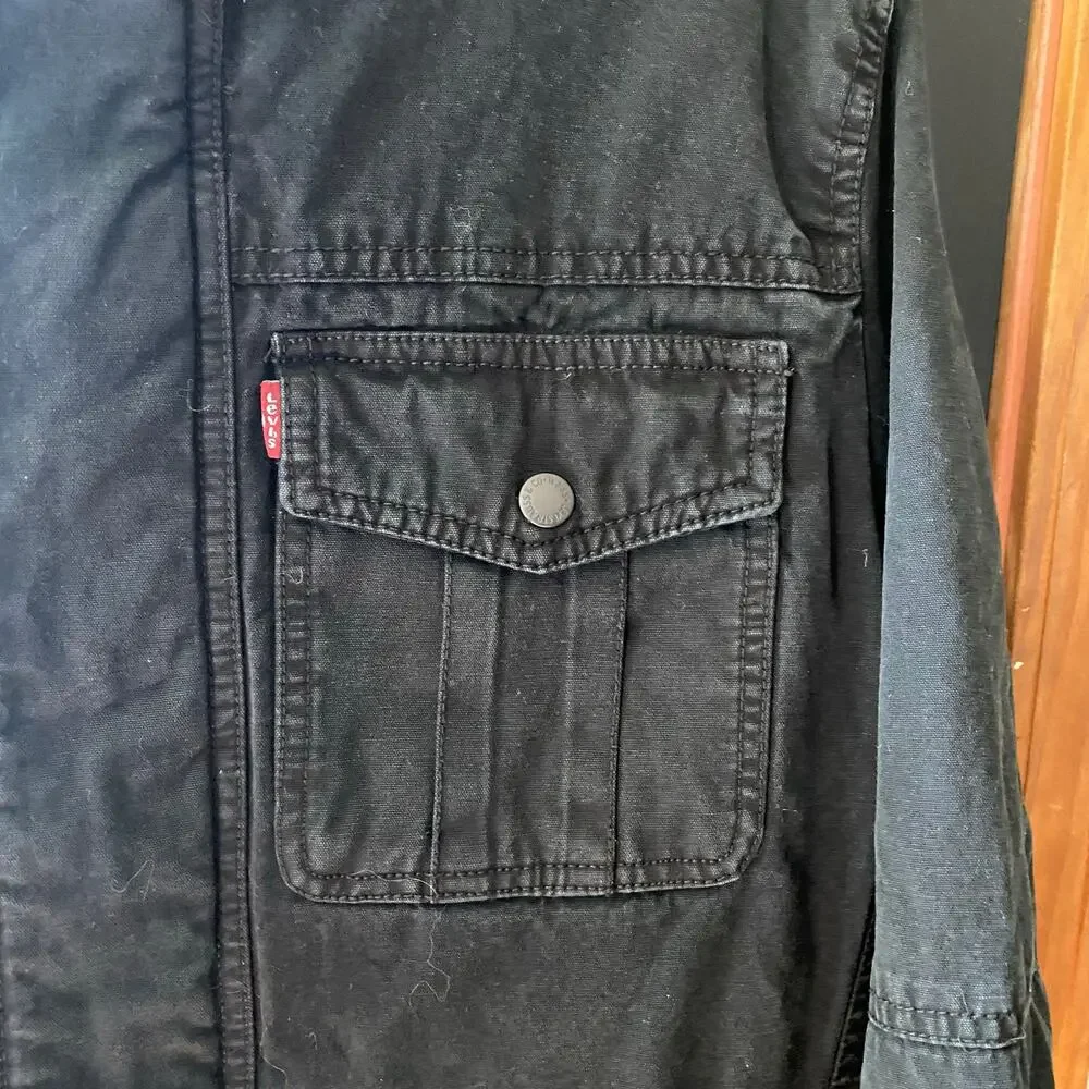 Levi's Utility Jacket Black Gray Hoodie Mens Size Medium
